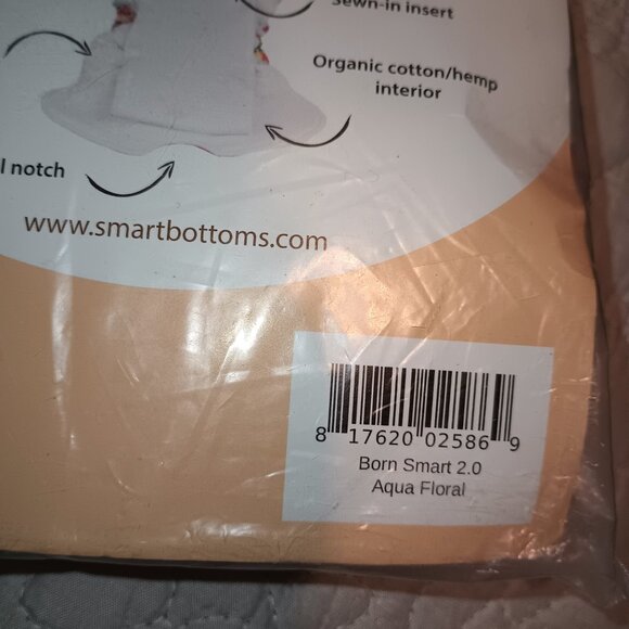 NEW Smart Bottoms Born Smart 2.0 Newborn Cloth Diaper - Aqua Floral - Picture 4 of 5